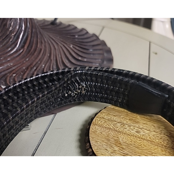 Torino Men's Italian Woven Stretch Leather Belt - Two Tone Black Gray Size 34-36 - Picture 5 of 8